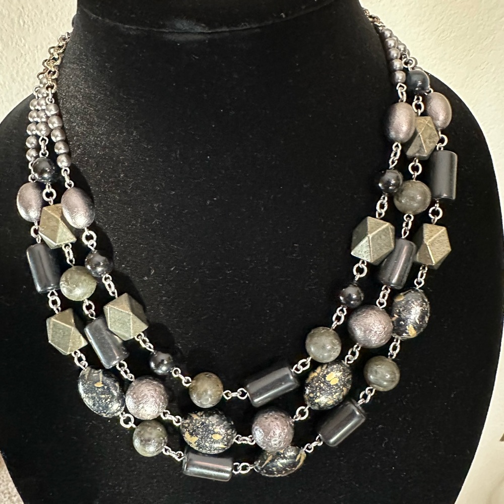Chic Multi-Strand Beaded Necklace with Matching Earrings